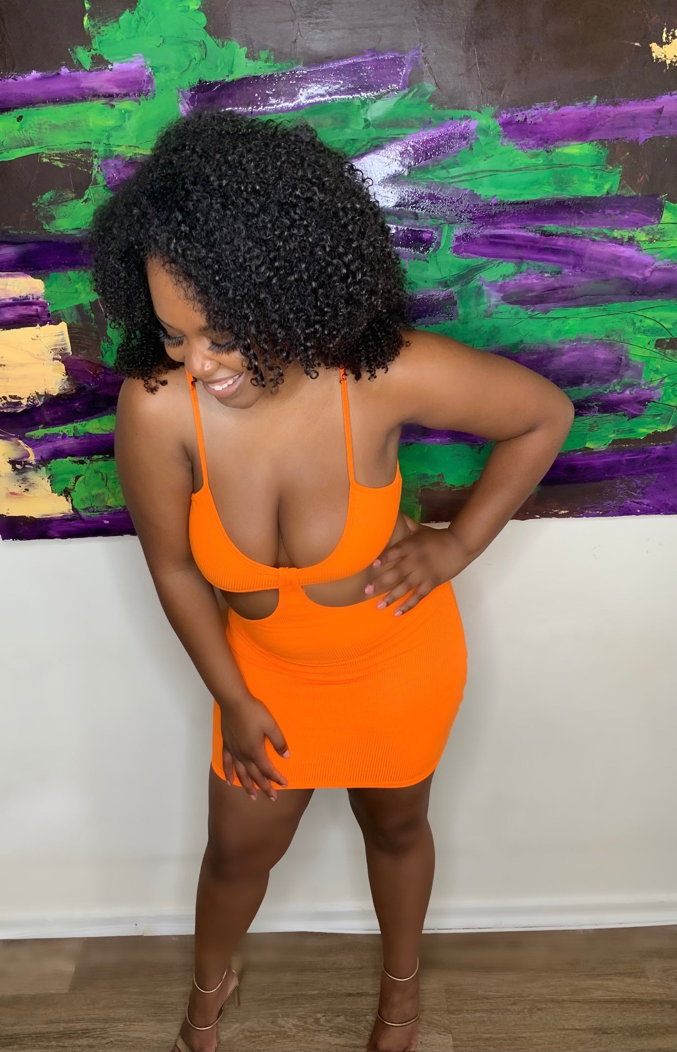 Orange Cut Out Dress